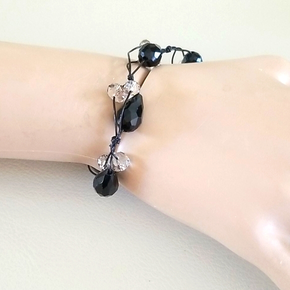 Vintage Glass And Crystal Beaded Stretch Bracelet - Picture 8 of 12